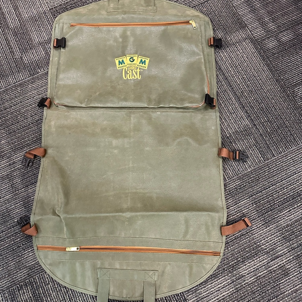 Green and Brown Military Style Travel Backpack with Distressed Canvas